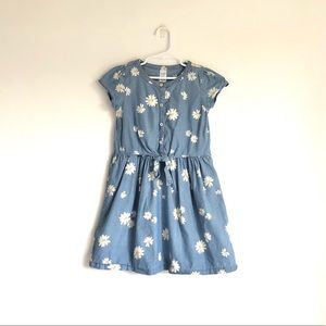 Carter’s Kid Blue Chambray White / Yellow Floral Daisy Dress Size 6-6x
